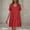 Red, variant on Packable Short Sleeve V-Neck Dress-Travel Essential,Ladies' Casual V-neck Three-quarter Sleeve Cotton and Linen Pocket Dress Orange L