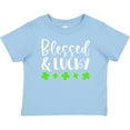 thumbnail image 3 of Inktastic Blessed and Lucky 4 Leaf Clovers St. Patrick's Day Boys or Girls Baby T-Shirt, 3 of 5
