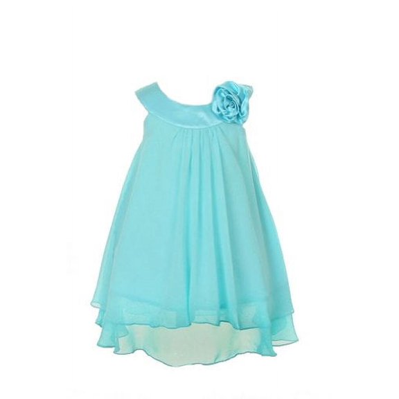 Satin Bib Neckline & Chiffon A-line Big Girls Flower Girl Dress Wedding