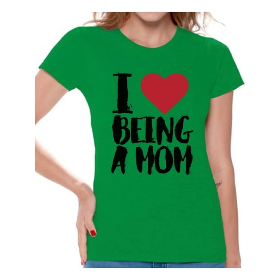 Awkward Styles Women's I Love Being A Mom Mothering Graphic T-shirt Tops Black Mother's Day Gift Idea