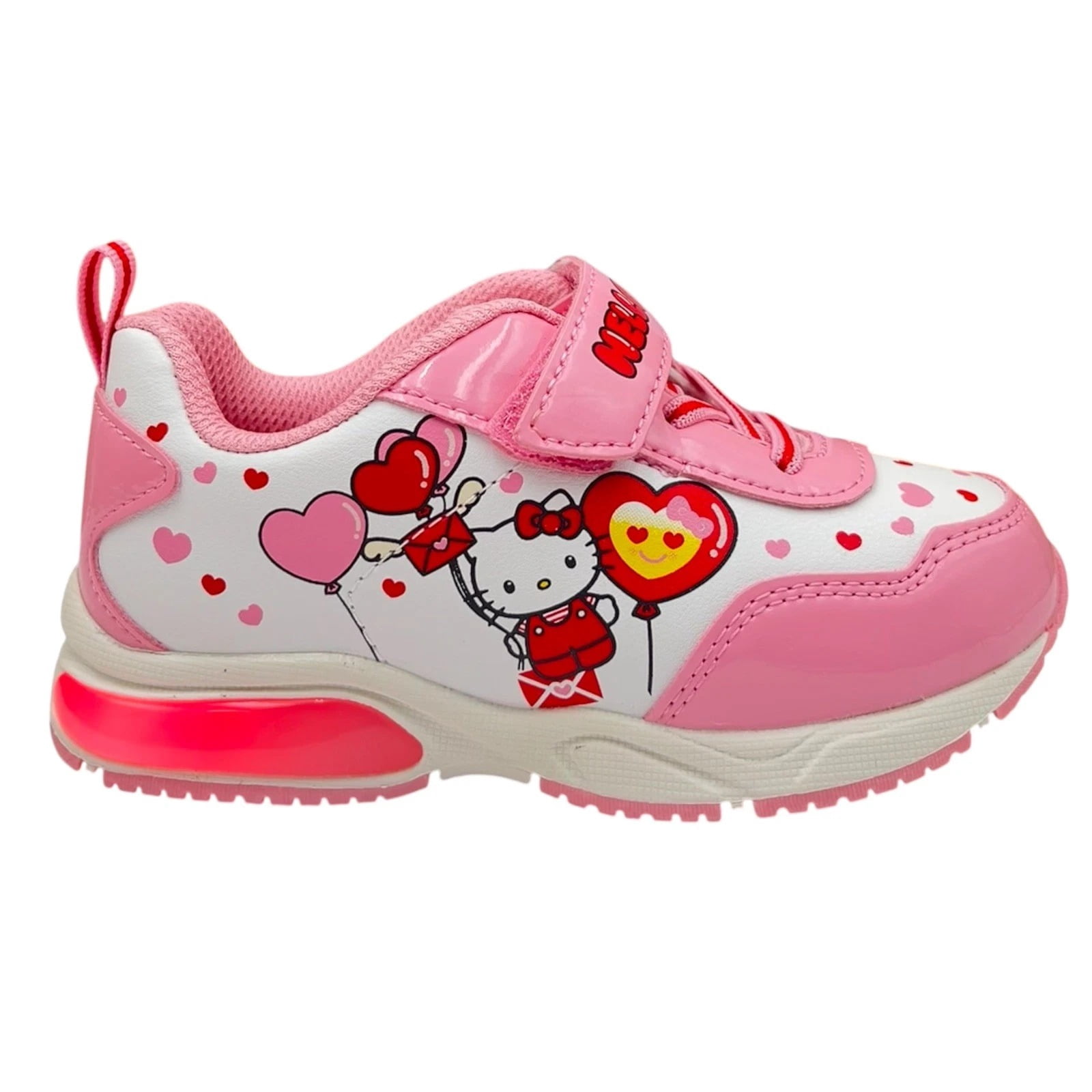 Hello Kitty Little Girls Balloon Light Up Sneakers Size 11 White-Pink Slip-on