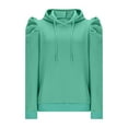 thumbnail image 5 of Womens Fall Tops Fashion Puff Long Sleeve Hoodie Shirts Casual Loose Solid Color Drawstring Sweatshirts for Outdoor Green L, 5 of 6