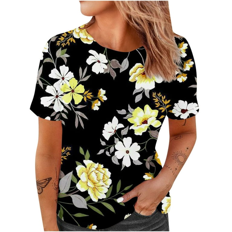  Cozirly Womens Summer Tops 2023 Sexy 3/4 Sleeve Floral