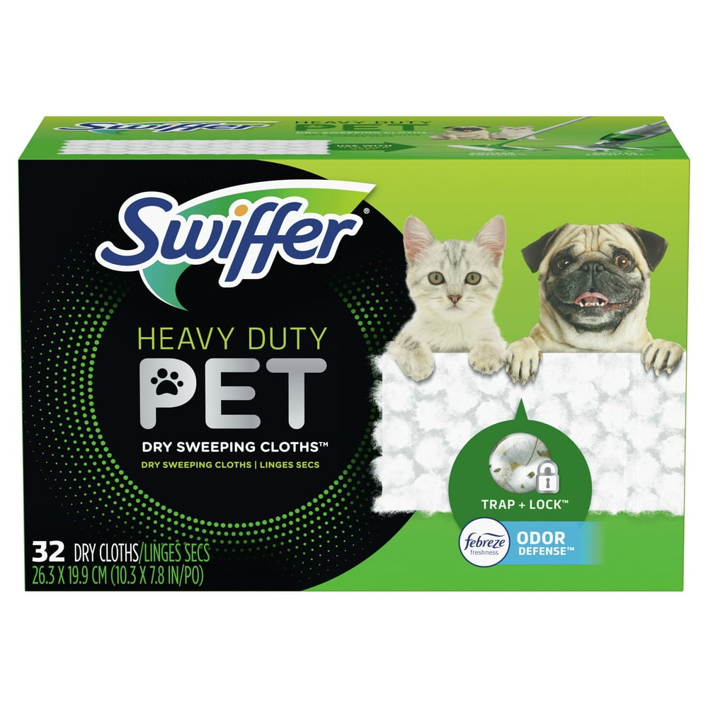 Swiffer Sweeper Heavy Duty Pet Dry Pad Refills, Febreze Odor Defense