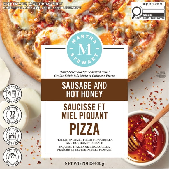 Martha Stewart Sausage & Hot Honey Stone-Baked Pizza made with Hand-Stretched Sourdough Crust, 430 g