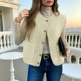 thumbnail image 2 of Dazajoo Womens Sherpa Vest Casual Warm Fuzzy Fleece Vest Sleeveless Jacket Winter Button Down Waistcoat with Pockets,White,L, 2 of 9