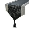 thumbnail image 1 of The HomeCentric Décoratif Noir Table Runner Table Basse Runner (14 x 36 Pouces) Patchwork, Cuir & Pompons Table Runner, Faux Tissu de Cuir de Table, Patchwork Moderne - Luthier Noir, 1 of 3