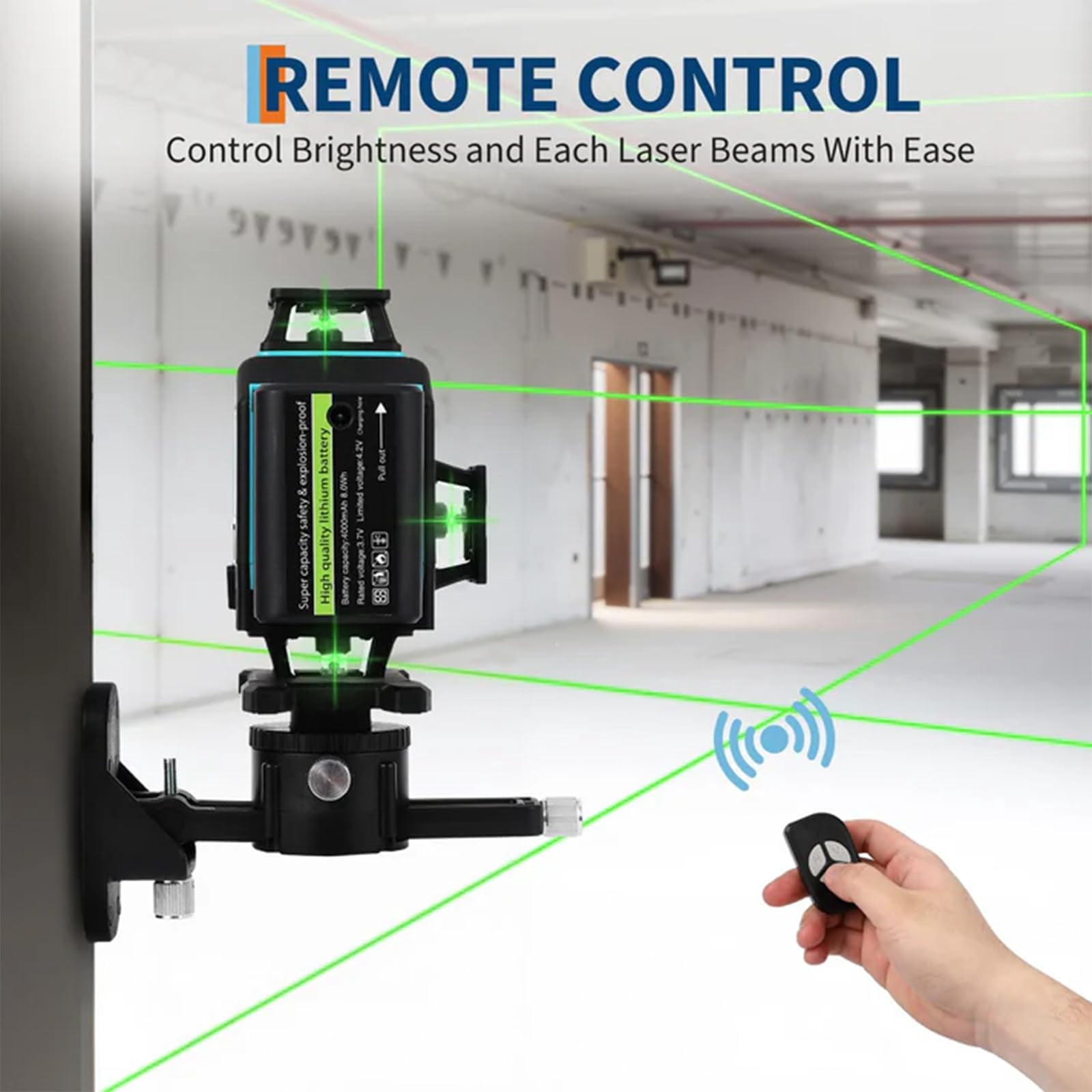 Garvee Self-Leveling Rotary Laser Level, 16 Lines 4x360 Degree, 3 Modes, Lithium Battery Powered ABS Resin Measuring Tool