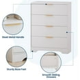 thumbnail image 4 of 4 Drawer Dresser for Bedroom, Modern Chest of Drawers with Waveform Fluted Panel, Tall Wood Storage Dresser for Nursery, Hallway, Living Room, Closet, Entryway, White, 4 of 8