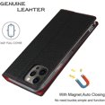 thumbnail image 6 of Wallet Case for iPhone 12/iPhone 12 Pro,with RFID Blocking Card Slots,Headset Winder,Flip Folio Magnetic Closure,Kickstand,Cash Pockets Wrist Strap Cover Case for iPhone 12/Pro 6.1",Black, 6 of 15