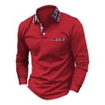 thumbnail image 5 of WTXUE Polos Long Sleeve, Scrunch Neck Polo Golf Shirts for Men Spring Autumn Casual Button T Shirt Top Solid | Workwear for Men Red M, 5 of 5