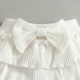 thumbnail image 6 of WOYY Infant Girls Ruffle Short Sleeve Ribbed Bodysuit Romper Shorts Headband Outfits, Sizes 9-12M, 6 of 7