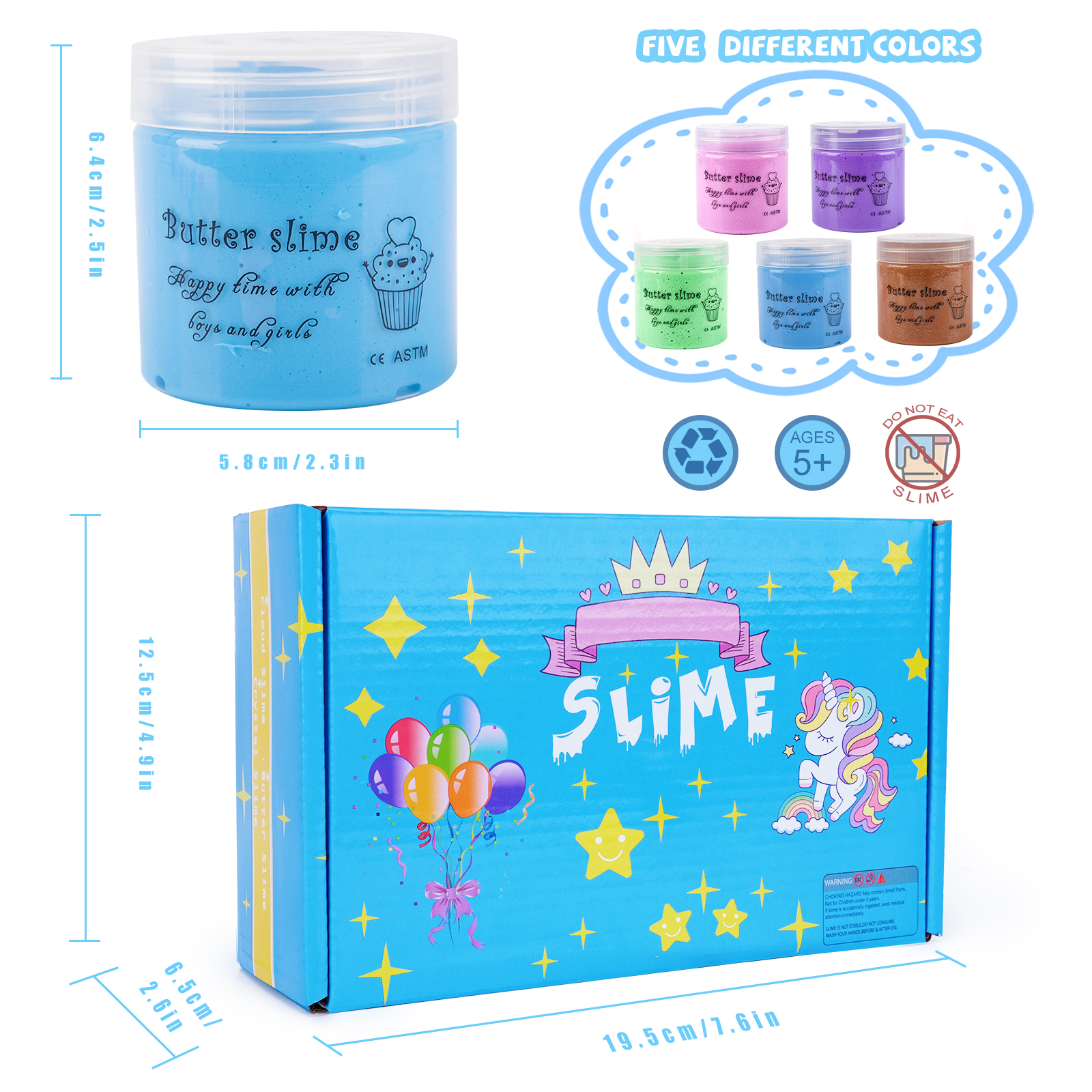 Sunnypig Slime Set Kid Toy Age 6-7-8-9, Slime Making Kit for Girl Kid Butter Fluffy Slime Kit Birthday Present for 5-10 Year Old Girl Cloud Slime