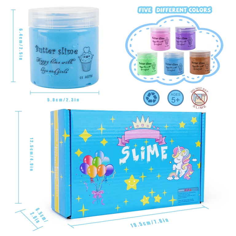 SUNNYPIG Slime Set Kid Toy Age 6-7-8-9, Slime Making Kit for Girl Kid  Butter Fluffy Slime Kit Birthday Present for 5-10 Year Old Girl Cloud Slime  Charms for Kids Gift for Girl
