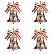 4 Pcs USA 250th Anniversary Liberty Bell Ornament Christmas Bell Ornaments for Tree US Founding Pendant Gift Indoor Outdoor Hanging Decor 2D Flat Acrylic Doorbell Hanging Ornaments Decoration