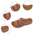 thumbnail image 5 of Rokment Studded Orthotic Platform Wedges Slip on Walking Sandals for Women Summer Beach Fashion Casual Leather Chunky Mid Heel Slides Dress Slippers Brown Size 7.5, 5 of 7