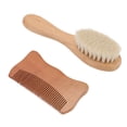 thumbnail image 4 of Peine de lana natural para bebés recién nacidos, cepillo para bebés de madera de regalo suave y juego de peine, 4 of 7