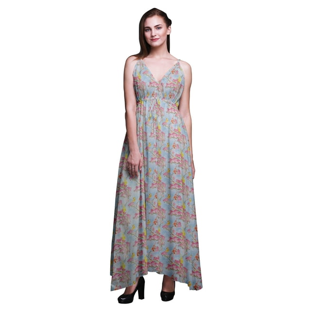 Bimba Oiseau Imprimé Femmes Long Maxi BeachDressStrappy Été Resort Wear-XX-Large