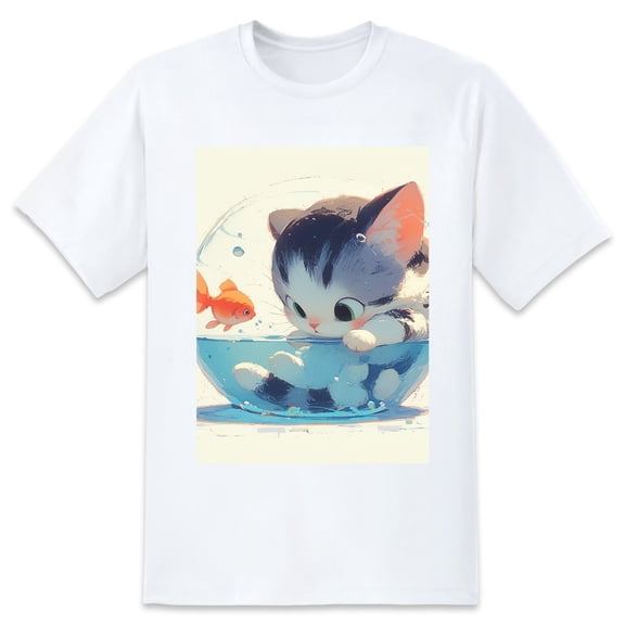 Basic Oversize Tees For WomenCat Loose Boyfriend Shirts Casual Blouse round neck