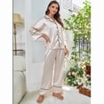 thumbnail image 2 of Conjunto de pijama de seda simulada para mujer, otoño e invierno, manga larga, 2 of 8