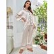 thumbnail image 2 of Conjunto de pijama de seda simulada para mujer, otoño e invierno, manga larga, 2 of 8