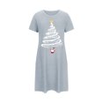 thumbnail image 2 of Chemises de Nuit Grande Taille pour Femmes, Noël, Manches Courtes, Robe de Nuit, Col Rond, Bleu, G, 2 of 5