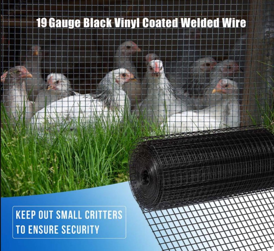 Chain Link Fencing 36 inch×50 ft Black Vinyl Coated Hardware Cloth 19 Gauge 1/4 inch Black PVC Hardware Cloth, Black Welded Wire Fence Supports Poultry-Netting Cage-Home Improvement and Chicken Coop,