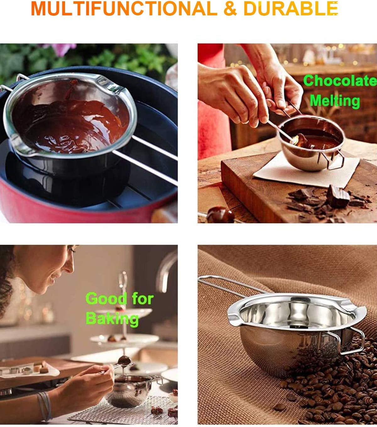 1000ML/1QT Double Boiler Chocolate Melting Pot,304 Stainless Steel Can
