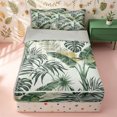 thumbnail image 2 of Erosebridal Fresh Jungle Leaf Print Zipper Twin Comforter Sets with Fitted Sheet and 2 Pillowcases,Palm Banana Frond Zipper Bedding Set,Sage Cream,4-Piece,Grey Reversible, 2 of 6