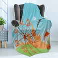 thumbnail image 4 of Ferris Wheel Soft Flannel Fleece Throw Blanket, Flat Art Colorful Ferris Wheel Rollercoaster and Merry-Go-Round Attractions, Cozy Plush for Indoor and Outdoor Use, 70" x 90", Multicolor, by Ambesonne, 4 of 5