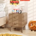 thumbnail image 2 of Costway 1 PCS Modern Style 2-Drawer Nightstand Bedside Table with Solid Rubber Wood Legs Brown, 2 of 8