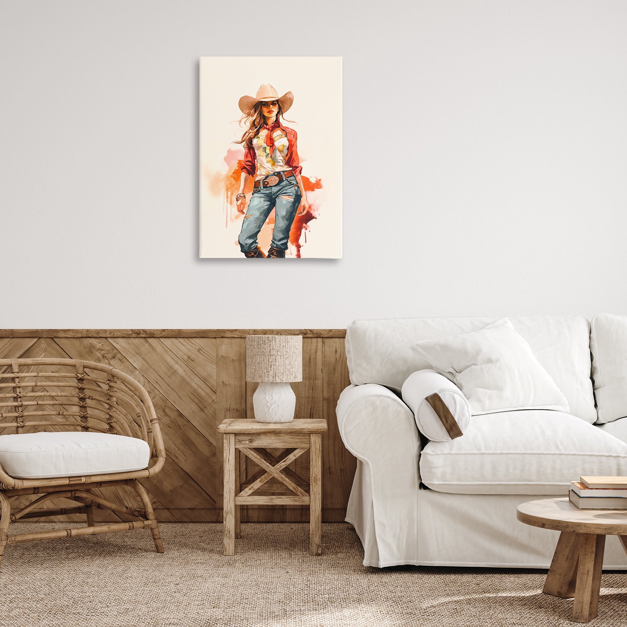 Stupell Industries Wild West Cowgirl Charm People Painting Wrapped Canvas Art Print Wall Art, 20 x 30