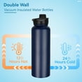 thumbnail image 3 of 24oz Insulated Water Bottle with Straw Lid, Stainless Steel Metal Water Bottle with Straw & Wide Mouth Lid, Double Wall Vacuum Water Bottle for Hiking Camping, Black 1 Pack, 3 of 7