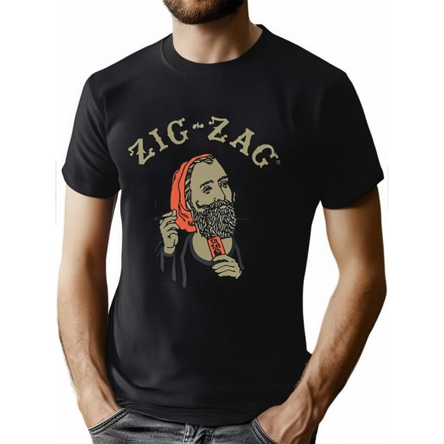 Camiseta negra y dorada con licencia de ZIG-ZAG Boris - Algodón, cuello redondo, manga corta | Perfecta para actividades al aire libre, yoga, entrenamiento y running | Ideal para adultos y adolescente