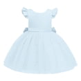 thumbnail image 5 of Girls Dresses Ruffle Sleeve Sky Blue Dress V-Back with Big Bow Party Dresses for Girls Graduation Dress Outfit 5-6 Years, 5 of 7