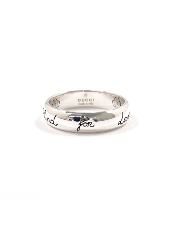 Pre-Owned GUCCI Blind for Love Ring, Sterling Silver 925, Size 15, Silver, Men's