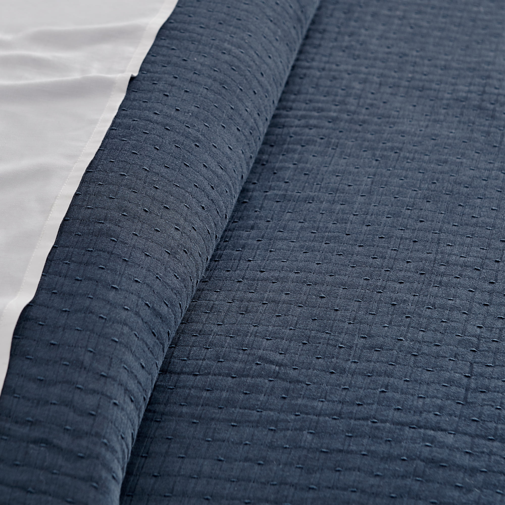 Levtex Home - Reede Muslin Navy Comforter Set - King Comforter + Two King Pillow Cases - Muslin - Navy - Comforter (106 x 94in.) and Pillow Cases (36 x 20in. ) - Cotton
