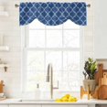 thumbnail image 4 of Tie Up Valances for Windows, Dark Blue Morocco Adjustable Valance Curtains Window Treatment for Living Room, Ethnic Abstract Geometric Quatrefoil Grid Rod Pocket Kitchen Curtains & Drapes 60x18 Inch, 4 of 9