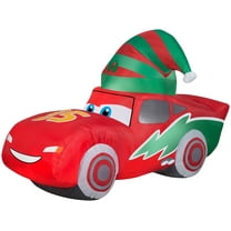 Gemmy Christmas Airblown Inflatable McQueen w/Stocking Cap S LG Disney, 3.5 ft Tall, Red