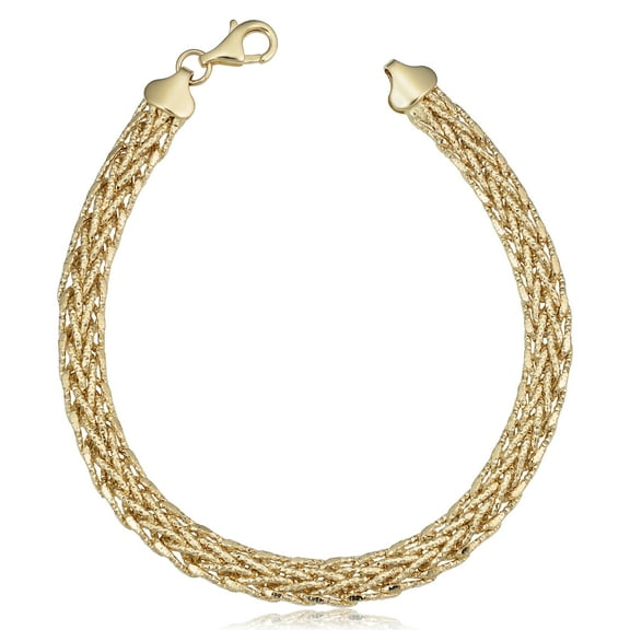 KoolJewelry 14k Yellow Gold Diamond-cut Weave Bracelet (5.8 mm, 7.5 inch)