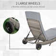 thumbnail image 4 of Outdoor Adjustable Wicker Chaise Lounge Chair with Cushion & Wheels for Patio, Deck, Poolside, Grey, 4 of 7