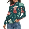 thumbnail image 2 of Christmas Snow Socks Women's Turtleneck Sweater Long Sleeve Ribbed Fitted Turtle Neck Casual Fall Winter Collection Top S, 2 of 4