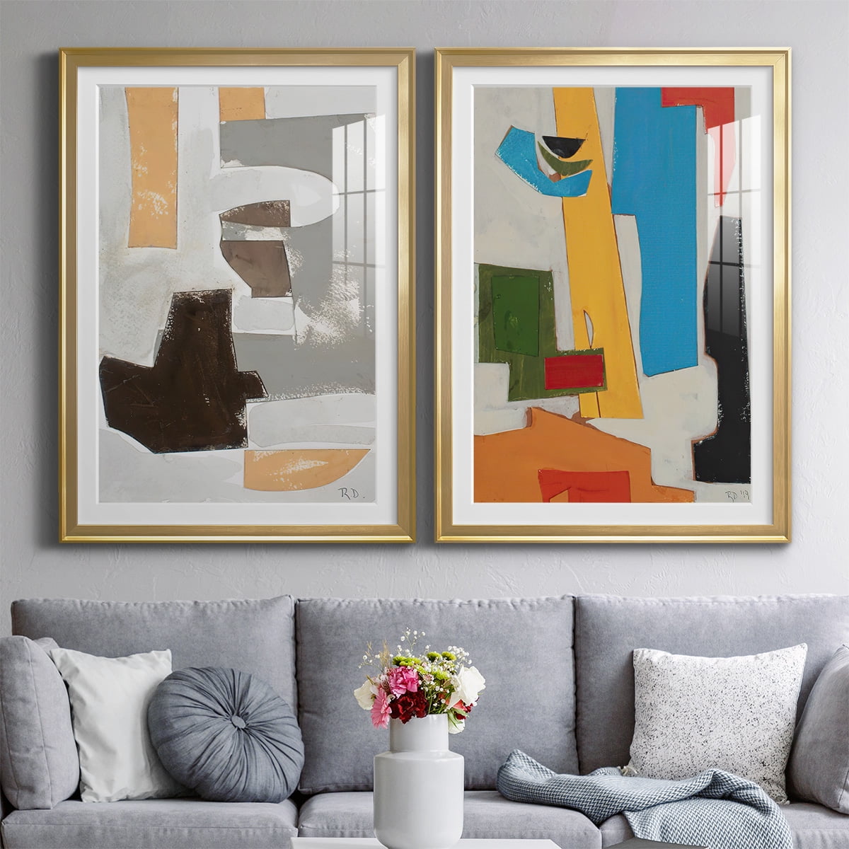 Wexford Home Andalusian Forms III Premium Framed Print, 18.5" x 24.5" - Ready to Hang, Gold (Set of 2)