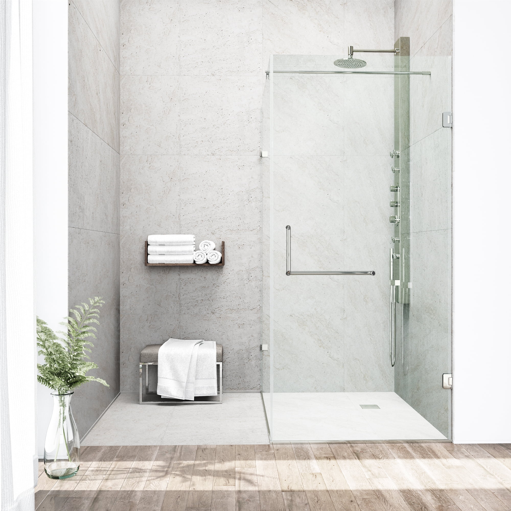 Vigo Pacifica 34 125 X 46 Frameless 375 In Clear Glass Brushed