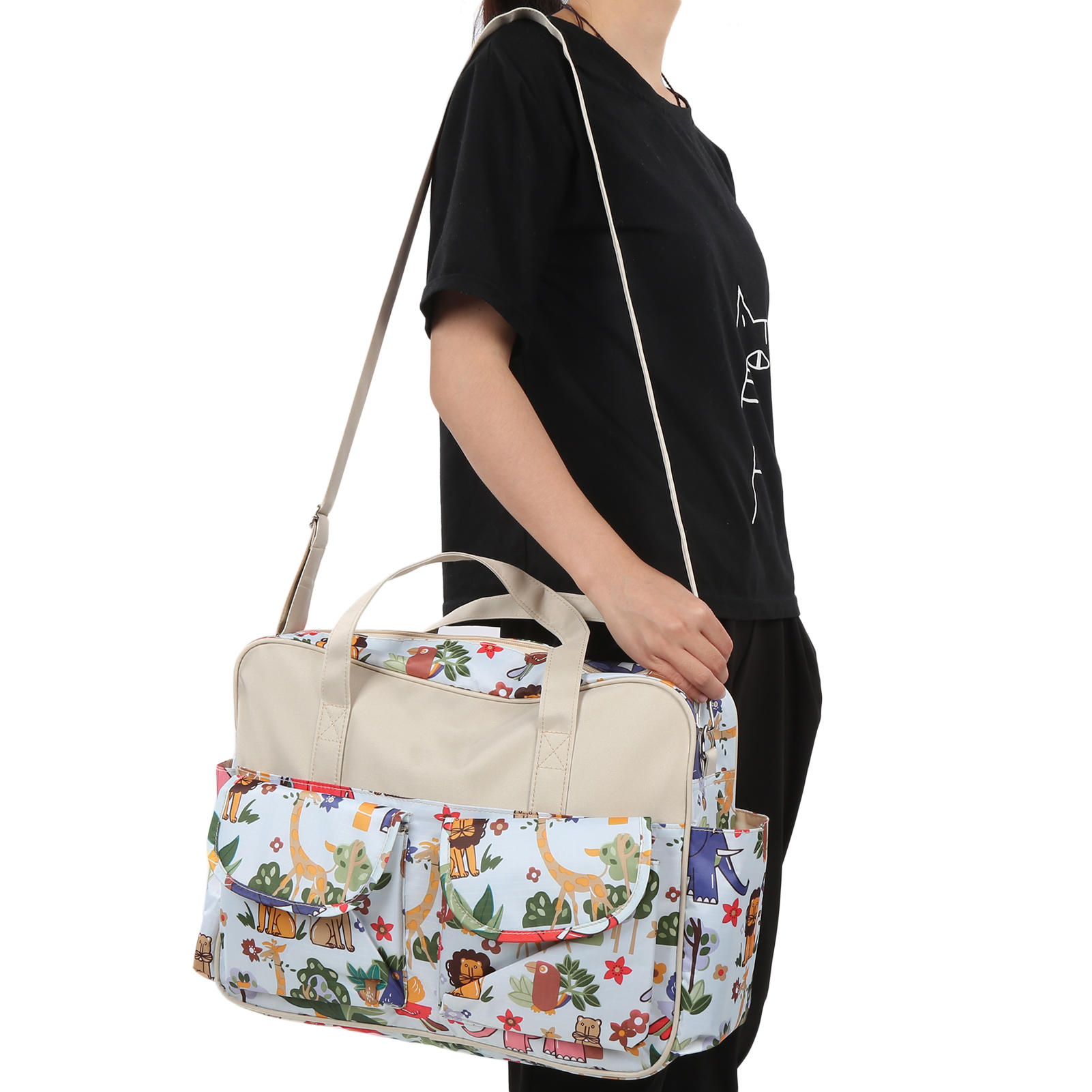 LAZIOEGR Mummy Messenger Bag for Parents (Ages 18-45) - Lightweight Waterproof Polyester Diaper Bag