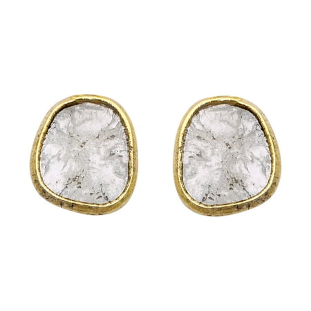 Mooneye 0.15 Ctw Natural Diamond Polki 925 Sterling Silver Gold Plated Women Gifts Studs Earrings