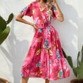 thumbnail image 2 of IROINNID Summer Dresses for Women 2024, Floral Plus Size Wedding Guest Maxi Dresses for Women with Short Sleeve and V-Neck Belt Summer Outfits Dress, 2 of 4