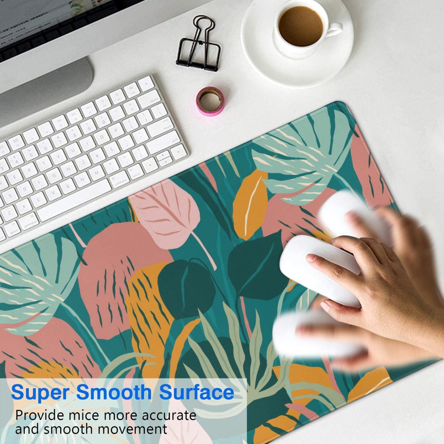 Gaming Mouse Pad, Desk Pad with Non-Slip Base Extended Large Mouse Pad XXL Keyboard Mouse Pad Desk Mat On Top of Desks for Work, Game, Office, Home - Japanese Cherry Blossom (31.5x15.7 in)