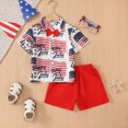 thumbnail image 2 of Xudanell 4th of July Baby Boy Outfit Button Short Sleeve Fashionable Independence Day Print Shirt Shorts Set Clothes for Boys Red 3-4 Years, 2 of 5