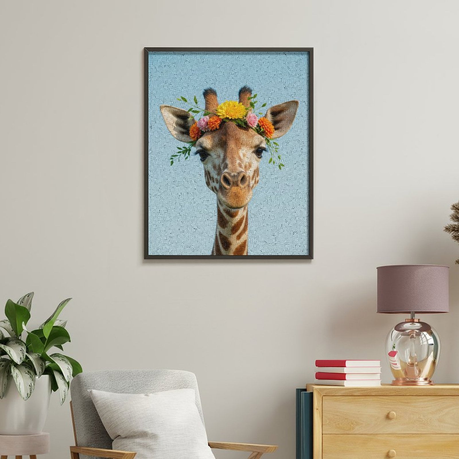 Paint by Numbers Kit for Adults, Giraffe Flower Crown Portrait Paint by Numbers, Easy Paint by Numbers Kit for Adults Beginner, DIY Adult Paint by Number Kits on Canvas, Home Decor